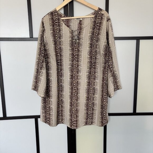 Mph Collection Women’s 3x Snake Print Blouse Top Snake Print Boho Artsy Office - Picture 7 of 14